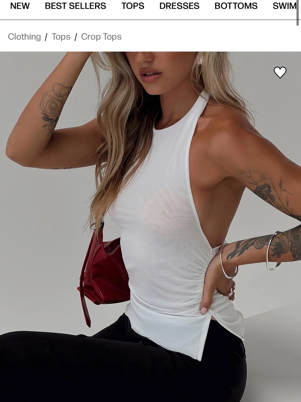 Princess Polly White Halter Side-Ruched Crop Top